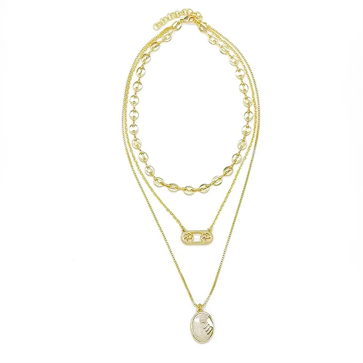 Zlata večplastna ogrlica z znakom Zodiaka